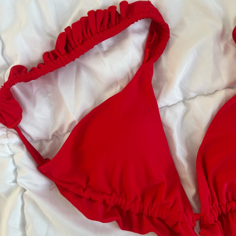Red Ruffled Bikini Top - Picture 2 of 9
